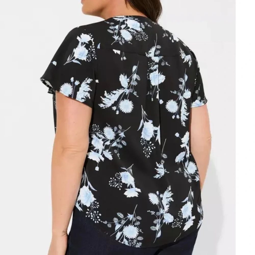 Harper Studio Crepe de Chine Flutter Short Sleeve Blouse women’s plus size 5x - Picture 2 of 10